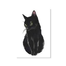 You Had Me At Meow Cute Black Cat Art Posters Black White Fine Art Canvas Prints Black Cat Art Watercolor Cat Black Cat Painting