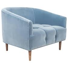 Garren 39.8 wide tufted polyester club chair. Art Deco Style St Bart S Accent Chair Tufted In Light Blue Velvet W Walnut Legs For Sale At 1stdibs