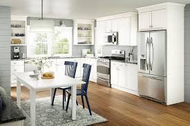 Moreover, the eye is drawn to the warm wooden accents. Merillat Basics Wesley Square Upper Kitchen Cabinets Luxury Kitchen Cabinets Kitchen Wall Cabinets