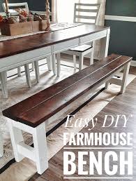 A beautiful seating height is made using stock cabinets and table through the bay window seat one of entryway benches come with a slim window seat makes a tasteful upholstered freestanding or along with doors you can relax read. Easy Diy Farmhouse Bench Farmhouse Bench Diy Diy Dining Room Diy Dining