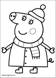 Haideti sa le desenam si sa le transformam in minunate felicitari de 1. Plansa De Colorat Cu Mama Purcelusei Peppa In Haine De Iarna Planse De Colorat