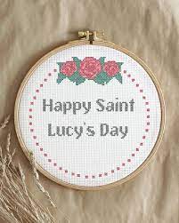 Maybe you would like to learn more about one of these? Embroidery Hoop Happy Saint Lucy S Day Cross Stitch Embroidery Modern Cross Stitch Patterns Modern Cross Stitch