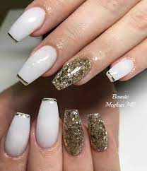 Essie fashion playground and essie hide & go chic. 50 Incredible White And Gold Nails To Compliment Your Style In 2020