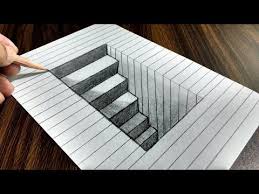 How To Draw 3d Steps In A Hole Line Paper Trick Art In This Video I Show You How To Draw 3d Steps In A Ho 3d Art Drawing Drawings
