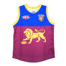 The guernsey is set to be worn by the brisbane lions against the giants at the gabba on saturday to commemorate the afl sir doug nicholls round. Brisbane Lions Kids Youths Afl Auskick Playing Pack Jumper Guernsey Sh