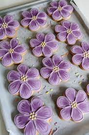 Purple Flower Biscuits Flower Sugar Cookies Flower Cookies Sugar Cookie Designs