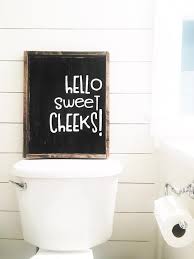 Hello Sweet Cheeks Wood Sign Wood Sign Wall Hanging Hang Bathroom Decor Ideas Interiordesign Rustic Wo Cheap Home Decor Retro Home Retro Home Decor