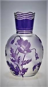 Val St Lambert Vase Pavots Camille Renard 1897 1905 Cristal Clair Souffle Double Mauve Grave A L Acide Et Acheve A La Roue Vase Cristal Pavot