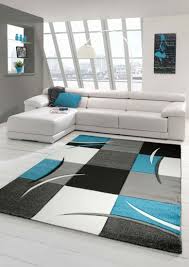 Maybe you would like to learn more about one of these? Designer Living Room Rug Contemporary Rug Rug Low Pile Carpet With Contour Cut Diamonds Pattern Turquoise Grey White Black Teppich Traum