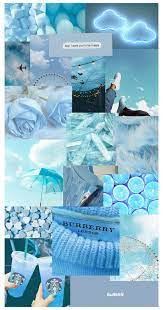 Blue clouds and white sky, moon, sunrise, cyan, turquoise, aesthetic. Blue Aesthetic Wallpaper Background Biru Polos Warna Backgroundbirupoloswarna Papeis De Parede Azuis Imagem De Fundo Para Iphone Poster De Parede