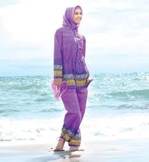 kapali bayanlar icin deniz kiyafetleri islamic swimwear purple outfits hijabi style