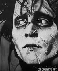 Eduardo Manostijeras By Sergiobrutalart Lapiz Blanco Sobre Cartulina Negra Drawings Art Drawings Halloween Face