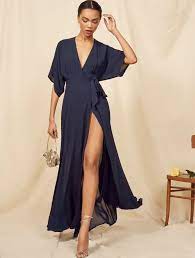 Reformation Winslow Kimono Sleeve Wrap Navy Maxi Dress Wedding Guest Dress Summer Black Tie Wedding Guest Dress Black Tie Wedding Guest Dress Summer