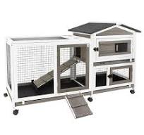 PETSCOSSET 57" L Rabbit Hutch Indoor Outdoor 2 Story Large Bunny Hutch with  Run Guinea Pig Cage Wooden Rabbit Cage with Removable 3 Pull Out Trays Pet  ...