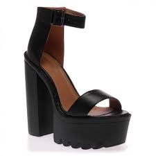 Public Desire Synthetic Jessi Black Cleated Sole Platform Shoes Lyst