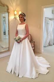 2020 Classic A Line Satin Backless Bowknot Long Wedding Dresses In 2020 Bow Wedding Dress Wedding Dress Train Ball Gowns Wedding