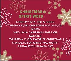 Christmas spirit monday, december 14 th wear a santa hat, elf ears or antlers and show week wednesday, december 16th put on a christmas sweater and come in from the cold! Saint Thomas Elementary School