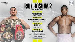 One of boxing's true road warriors will travel across the pond on april 10, as samuel vargas returns to the ring against top welterweight prospect conor benn. Dazn Boxing On Twitter Ruizjoshua2 Fight Week Schedule Including Main Event Timing