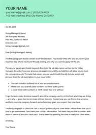 Cover Letter Templates For Your Resume Free Download