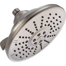 Delta 3 Spray 8 In Single Wall Mount Fixed Rain Shower Head In Chrome 52680 The Home Depot Shower Heads Raincan Shower Delta Faucets