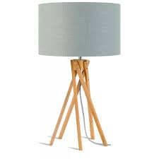 This lamp features silver accents with a tan drum shade. Bamboo Table Lamp And Kilimanjaro Eco Friendly Linen Lamp Natural Light Grey