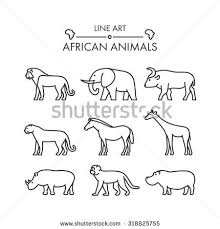 Outline Figures Of African Animals Vector Figures Icon Set Vector Lion Cheetah Leopard Elephant Buffalo Giraffe African Animals Animal Outline Icon Set