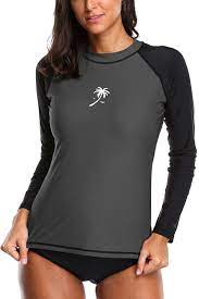 Women S Long Sleeve Rash Guard Upf 50 Uv Sun Protection Swim Shirt Black Palm Tree C918ceg9yd Swim Shirts For Women Swim Shirts Swimsuit Cover Ups