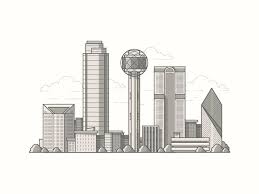 Dribbble Dallas By Drew Ellis Skyline Drawing Dallas Skyline Skyline Art