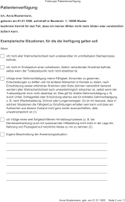 Die patientenverfügung formulare stehen in verschiedenen. Patientenverfugung Von Anna Mustermann Geboren Am Freiburger Patientenverfugung Praxisstempel Pdf Kostenfreier Download