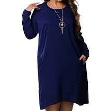 nlife nlife women plus size long sleeve solid color dress