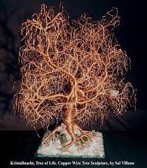 This crystal suncatcher wire tree of life is made with over 80 real green and clear crystals and a beautiful large 30mm lead crystal ball prism. Kristallnacht Tree Of Life Wire Tree Sculpture Sculpture By Sal Villano Saatchi Art