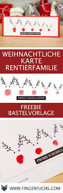 Diy Karte Rentierfamilie Kostenlose Bastelvorlage Mit Fingerabdruck Karten Basteln Mit Kindern Basteln Karten Basteln