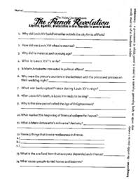 French Revolution History Channel Documentary Worksheets