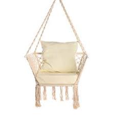 Hangestuhl Makramee 80x80x121cm Hellbeige Sessel Deko Wohnen
