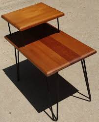 Mid Century Hairpin Leg 2 Tier Wood End Table Great Condition Wood End Tables End Tables Table