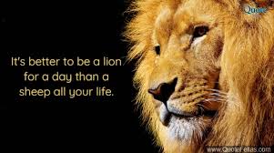.sheep quote, lions courage quotes, sleeping lion quotes, roar of lion quotes, lion bravery quotes, sayings lions, lion cubs quotes, pack of lions quote, lion pride quotes, lion and lamb quote. It S Better To Be A Lion For A Day Than A Sheep All Your Life Quotefellas