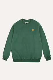 A garment for the upper body of wool, cotton, or synthetic yarn, typically. Green Basic Sweater