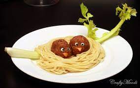 Baby Bird Spaghetti With Eyes Food Humor Kid Friendly Meals Kids Meals
