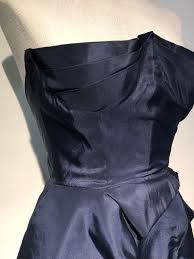 Elsa Schiaparelli Haute Couture Navy Silk Taffeta 2 Piece Ball Gown Late 1940s Couture Fashion Silk Taffeta