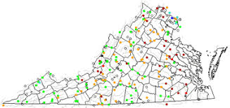 Virginia was one of the richest gold mining states in the appalachians. Map Of Virginia Lakes Streams And Rivers