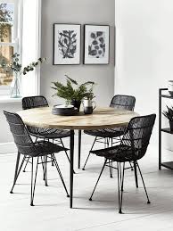 New Industrial Mango Table Natural Wood Black Round Dining Table Dining Table Black Dining Table Accessories