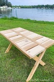 Build a folding craft table or foldable desk with storage! Outdoor Folding Picnic Table Build Plans Houseful Of Handmade