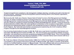 View our latest compliance manager jobs here. 18 Years Of Experience In Compliance Risk Management Strategic Planning Consulting And Audit In The Financial Services Industry Leadership Role And Ppt Download