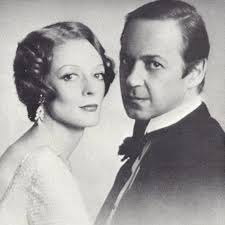 Dame Maggie Smith as Amanda Prynne in Sir Noël Coward's Private Lives,  directed by Sir John Gielgud, with costar John Standing ✨ Standing took  over for Maggie's husband Sir Robert Stephens during