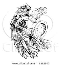 Posted on june 13, 2021june 13, 2021 by mike. Black And White Muscular Male Guardian Angel Running With A Shield And Sword Posters Art Prints By Interior Wall Decor 1292907