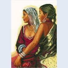 Kousen Handwerken Breigarens Indian Women Lanarte Handwerkpakket Met Telpatroon Indian Women Cross Stitch Women
