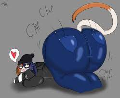 absurd res anthro armwear ass ass up beanie big breasts big butt  blush bottomwear breasts clothing crossed arms denim denim clothing  domestic cat epic games felid feline felis female