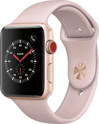 Best Buy Apple Watch Series 3 Gps Cellular 42mm Gold Aluminum Case With Pink Sand Sport Band Gold Aluminum At T Mqk32ll A Buy Apple Watch Apple Watch Apple Watch Series 3