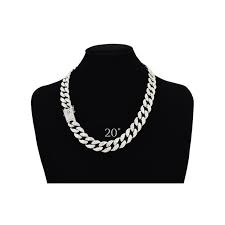 Cuban link chain iced out. Miami Jewelers Inc Cuban Link Chain Iced Out 15mm 18k Silver Plated Simulated Diamond Cz Pave Choker Necklace Silver Tone Hip Hop Bling Walmart Com Walmart Com