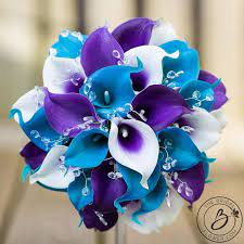 Check spelling or type a new query. Purple And Turquoise Calla Lily Wedding Bouquet With Crystals The Bridal Flower Silk And Real Touch Wedding Bouquets Purple Wedding Bouquets Wedding Colors Purple Calla Lily Bouquet Wedding